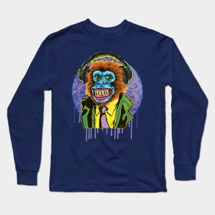 Psychedelic Chimp Sporting Headphones Long Sleeve T-Shirt